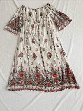 Lapogee Boho Paisley Bell Off Shoulder Maxi Dress L Festival Romantic Beach